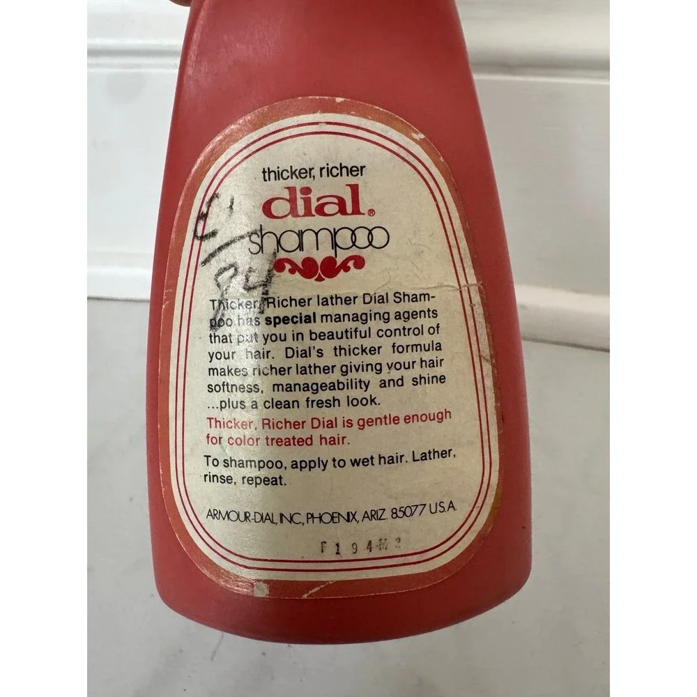 Vintage 1970s Dial Shampoo Bottle Thicker Richer Red Plastic Prop 3.5 oz